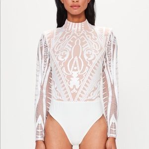 White misguided bodysuit